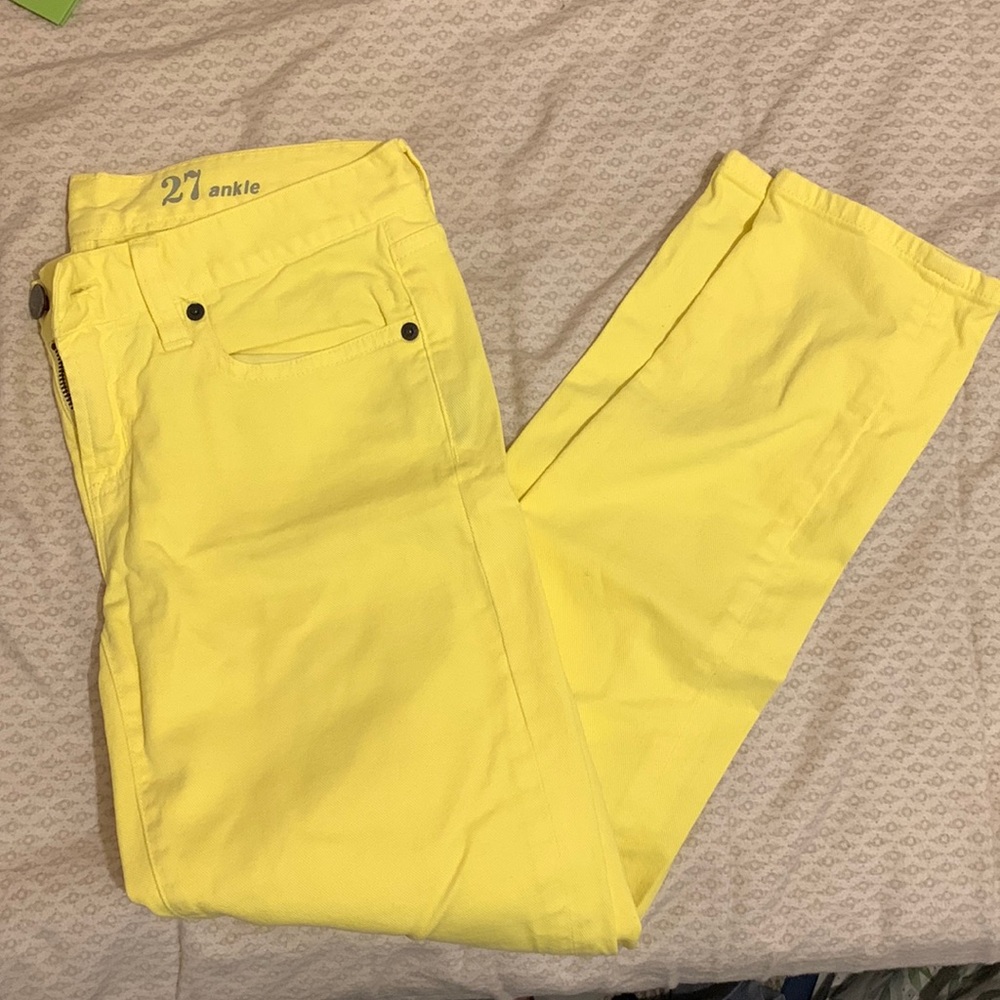 J. Crew yellow ankle toothpick jeans